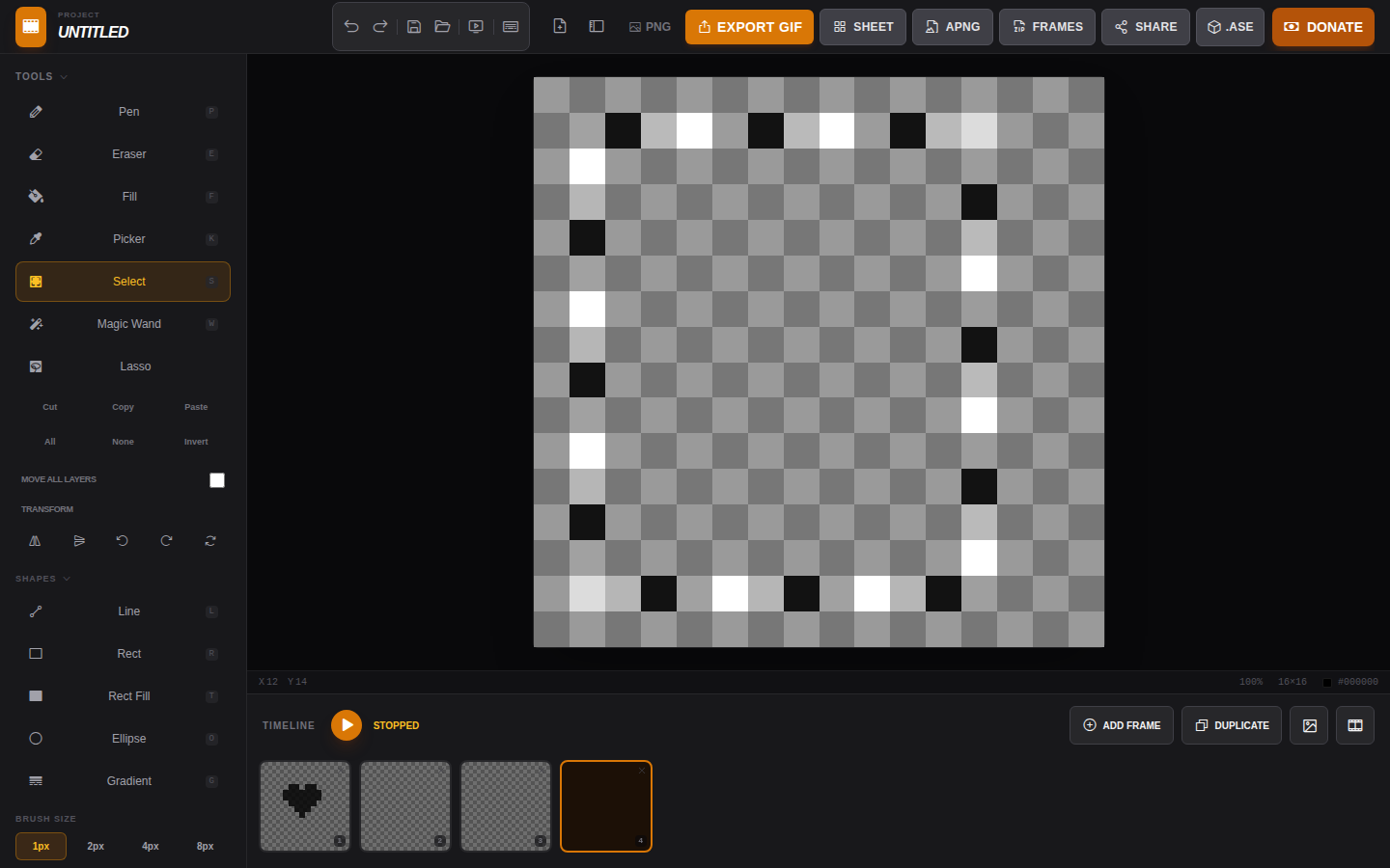 A rectangular marching-ants selection outline drawn on the canvas